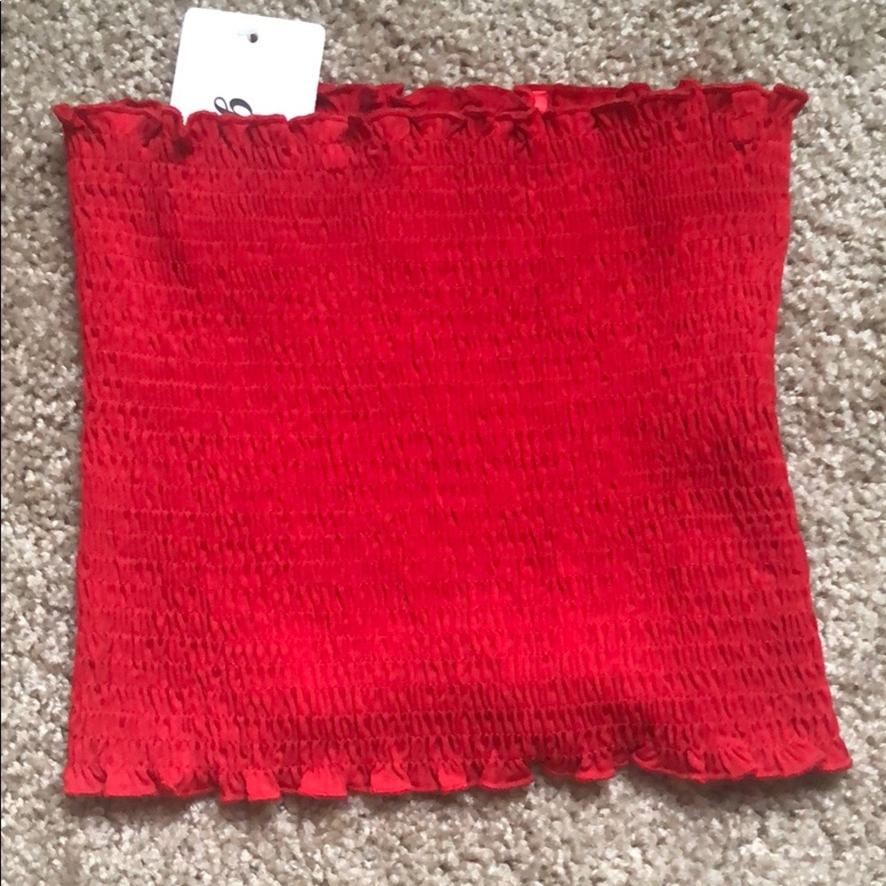 Garth pleated tube top crop top